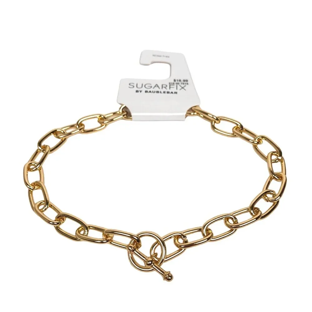 NEW SUGARFIX by BaubleBar Chain Link Statement Necklace Choker Gold Color - Picture 4 of 5